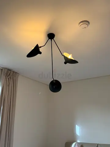 Black 3-Arm Mid-Century Ceiling Light Fixture ceiling lamp in Serge Mouille style