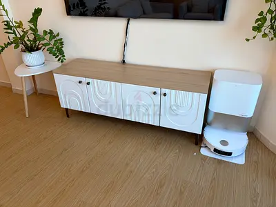 Modern TV Unit with Textured White Doors