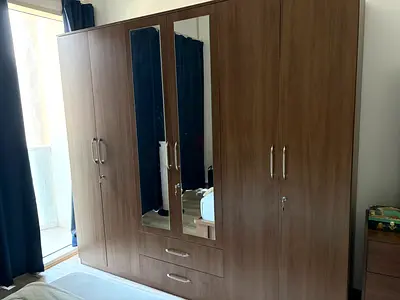 Buyer to arrange disassembly and pickup : Large 6 Door Wooden Wardrobe with Mirrors