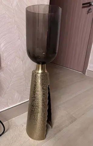 Tall Decorative candle holder with Smoked Glass Top