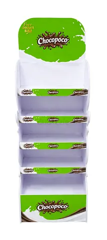 Floor Standing Cardboard Display Shelves for Snacks/Chocolates (Chocopoco) - 5 Tiers
