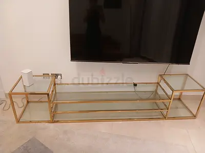 Gold Metal and Glass TV Stand / Media Unit - Modern