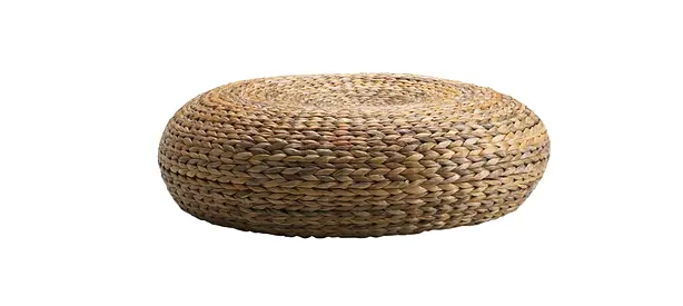 2 Floor Stools Handwoven Banana Fibre Round Pouf/Ottoman - Natural Finish