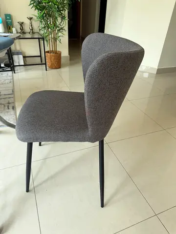 Modern Grey Upholstered Dining Chair with Metal Legs - Good Condition