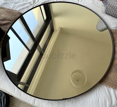 Large Round Wall Mirror with Slim Black Frame - 80cm (Perfect Condition)