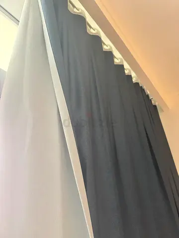 Dark grey blackout curtains - pair, good condition-height 2.75m, wide 5m