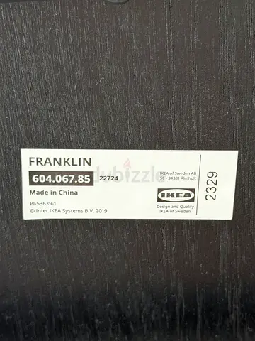 Two IKEA FRANKLIN Bar Chairs - dark wood finish (label shown)