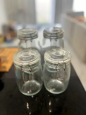 Set of 4 Glass Storage Jars with Clip Lids