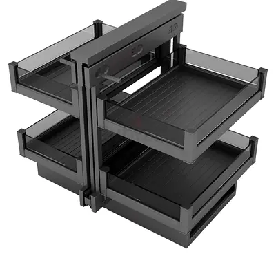 LIMITED TIME OFFERS, Pull-Out Corner Kitchen Storage Organizer (4-Tier) - Black