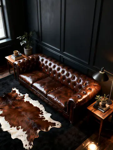 Classic Brown Leather Chesterfield Sofa
