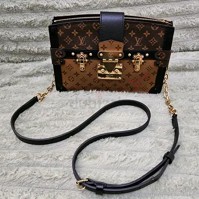 Authentic Louis Vuitton Monogram Trunk Crossbody Bag with Chain Strap