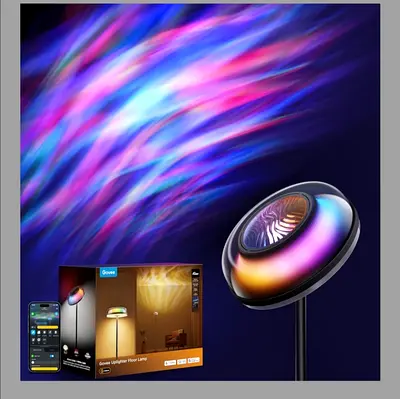 Govee Uplighter Floor Lamp for Living Room, RGBIC Ripple Projector Compatible with SmartThings, Alex