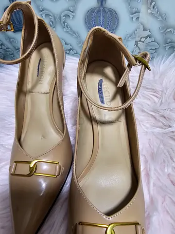 Pre-loved Charles & Keith Beige Ankle Strap Heels – Size 35/36 | AED 60