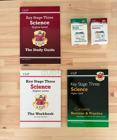 NEW CGP Key Stage Three Science and Math set - Study Guide, Workbook, Revision & Flashcards