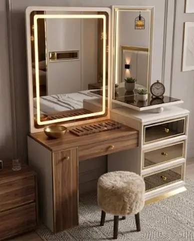 Modern LED Vanity Dressing Table with Stool and Mirror