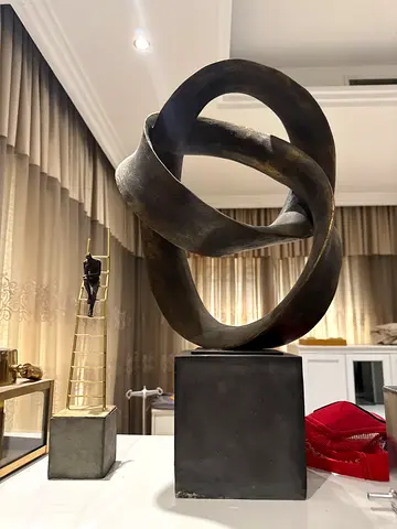 Large Abstract Modern Metal Sculpture on Pedestal