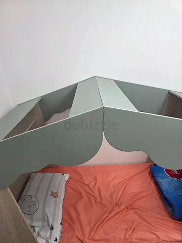 Modern Children's Bed with Built-in Bookshelf and mattress