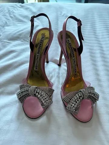 Alexandre Vauthier Crystal Bow Satin Heels