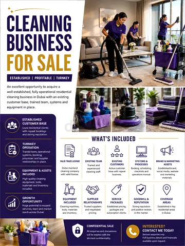 Established Dubai Cleaning Business for sale