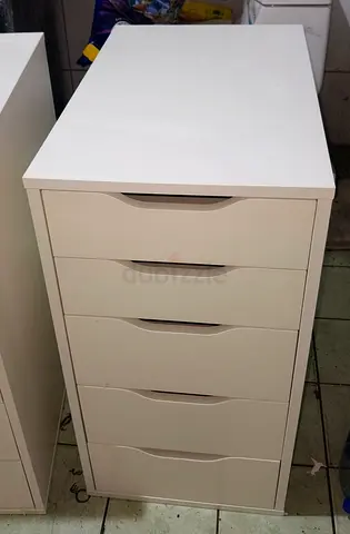 White Alex 5-Drawer Narrow Chest - Good Condition