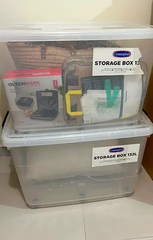 Clear Plastic Storage Boxes (132L) - Good Condition