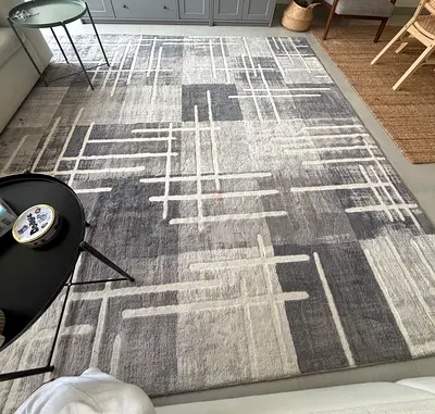 Large Grey Abstract Area Rug - Great Condition