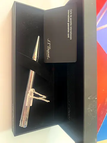 S.T. Dupont Silver Ballpoint Pen with Box and Guarantee Card