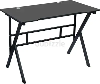 Simple Black Home Office Computer Desk with Cable Grommets