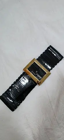 Dolce & Gabbana Brown Patent Elastic Band Buckle Waist Belt