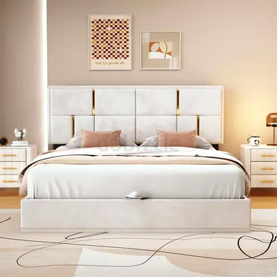 Elegant beautiful 160*200 white colour queen size bed