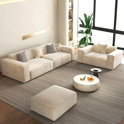 Modern Living Room Sofa Set with Armchair and Ottoman