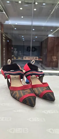 Used Fendi Zucca print slingback heels - Size not specified