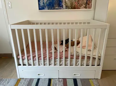 IKEA Stuva Wooden Baby Crib with Under-Storage Drawers and mattress - Convertible/Standard Size
