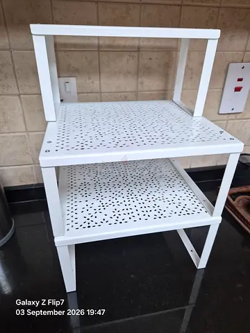 White IKEA 3-Tier Metal Shelf / Kitchen Storage Rack - Good Condition