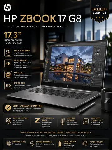 HP ZBook 17 G8 17.3" Touchscreen Laptop - 16GB RAM, 512GB SSD