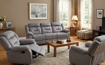 3-piece Grey Recliner Sofa Set