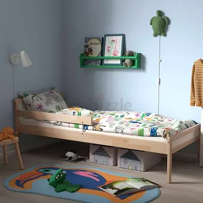 IKEA Single Toddler Bed with Side Rail - Light Wood, with mattress.  flawless condition.