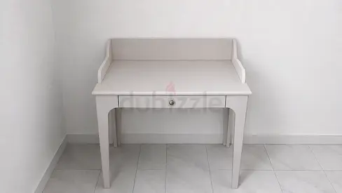 White Wooden Writing Desk / Dressing table with Single Drawer and vanity mirror