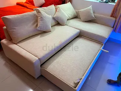 Brand New beige color 3 seater L shape sofa bed