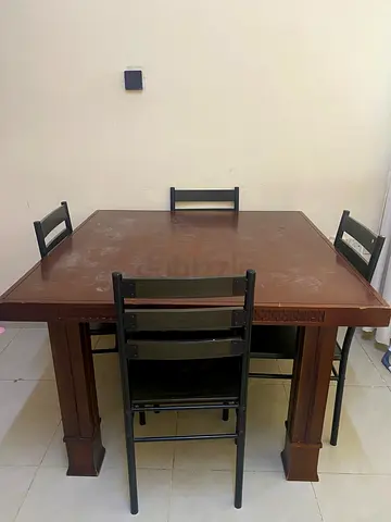4-Seater Wooden Dining Table + 4 Chairs – AED 300