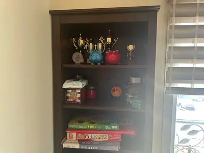 Dark Wood Bookcase / Display Shelf - 6 Open Shelves