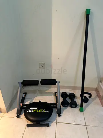 Ab Flex Pro Ab Trainer with Dumbbells and Resistance Bar - Lightly Used