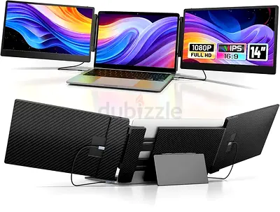 V2COM 14" Laptop Screen Extender, S3 FHD 1080P IPS Triple Portable Monitor Laptop, HDMI/USB-A/Type-C