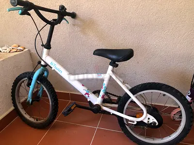 BTWIN Children's 16-inch Btwin Kids Bike - White & Light Blue, Good Condition