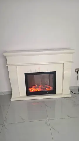 Electric Fireplace Heater - Freestanding White Mantel, Good Condition