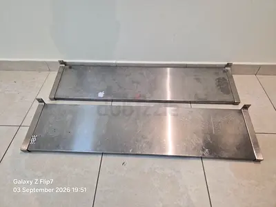 Pair of stainless steel shelves (flat wardrobe/shelf inserts)120 cm x28cm
