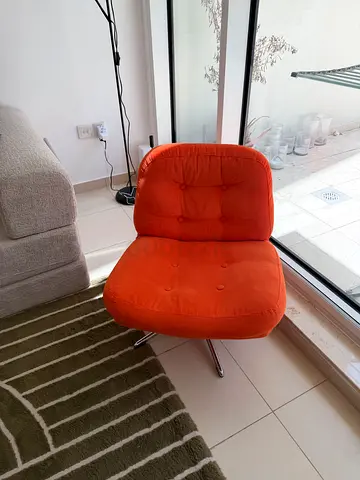 Orange Mid-Century Style Accent Chair with Chrome Legs