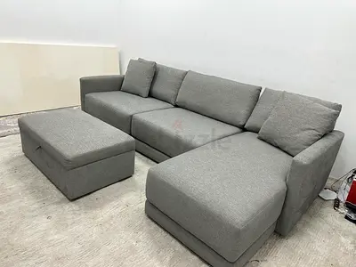 Perfect condition crate&barrel lshape sofa with footstool