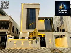 Modern two-story villa with a roof terrace in Al-Yasmeen, close to all amenities; freehold ownership