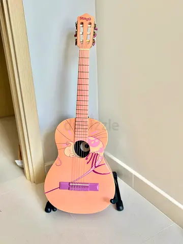 Pink Stagg Acoustic Guitar - Good Condition, Ideal for Beginners